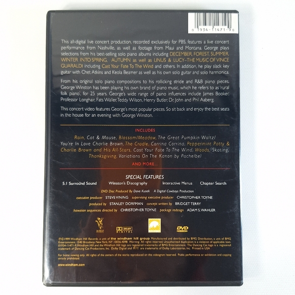 George Winston Seasons in Concert DVD 1999 - Picture 2 of 8